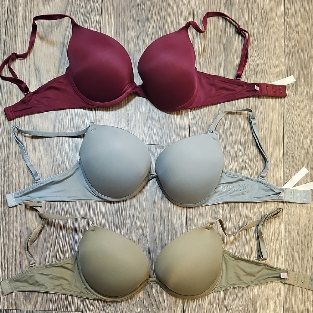 PINK Victoria's Secret Bra Set - Burgundy, Olive Green And Sage